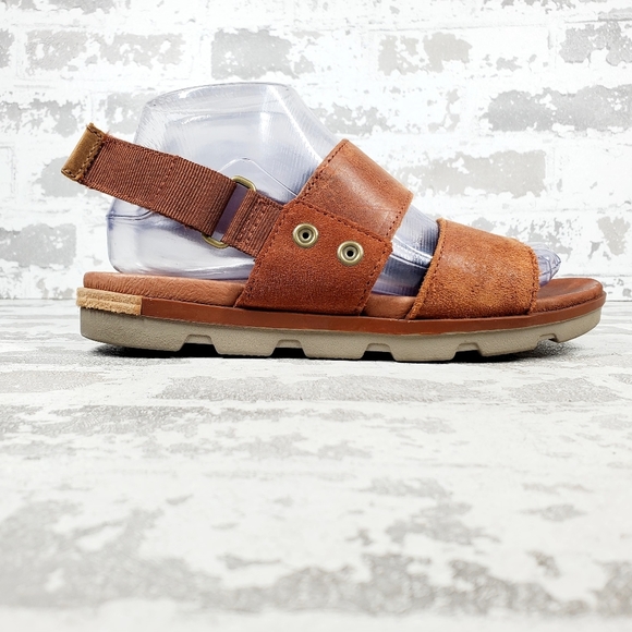 Sorel Women's Brown Leather Strapped Summer Flat Sandals O352 - Picture 5 of 11